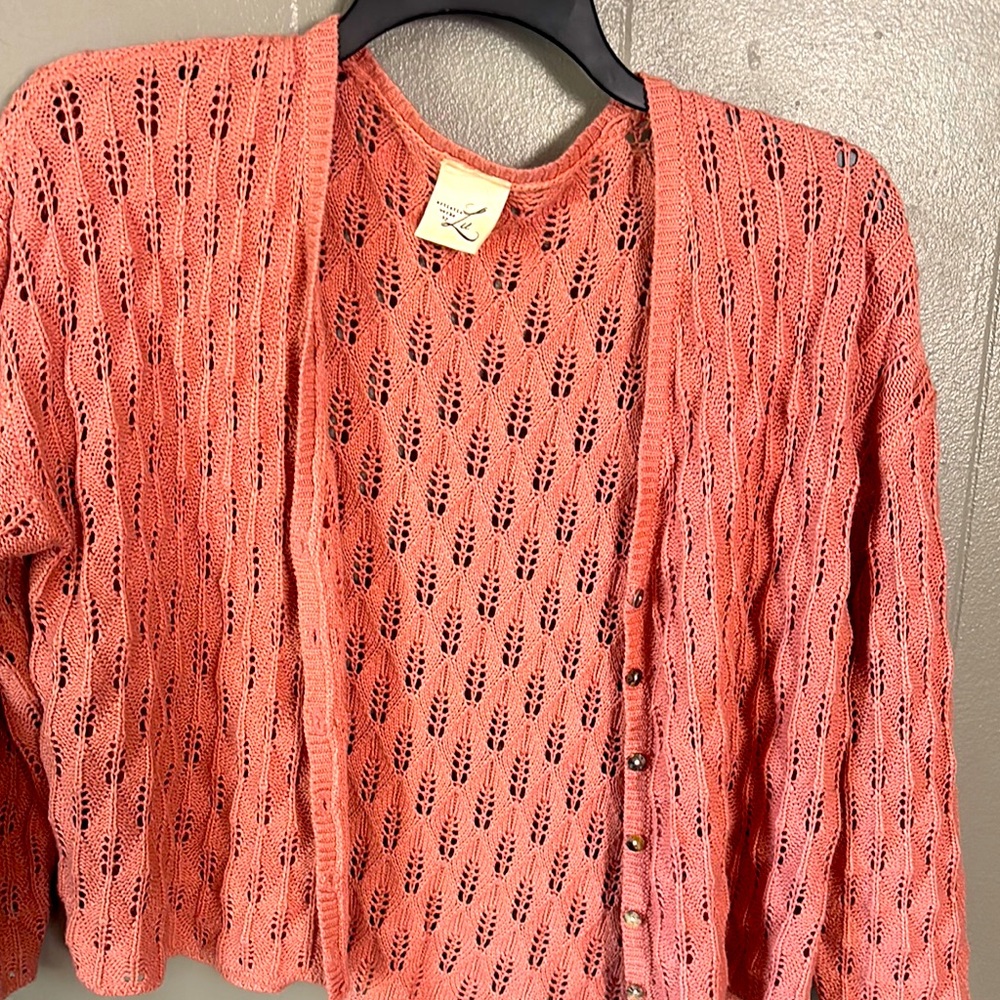 Zara Pink Open-Knit Cardigan Sweater